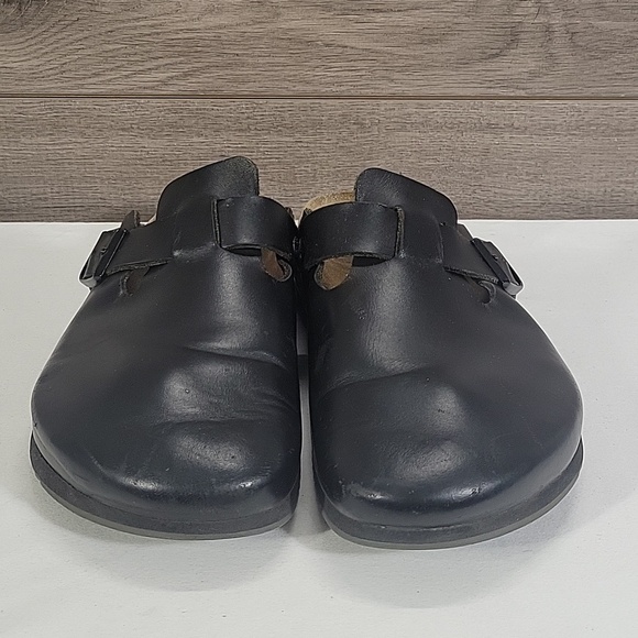 Birkenstock Black Leather Slip on Clog Sandals Sz 43 M10 main image 6